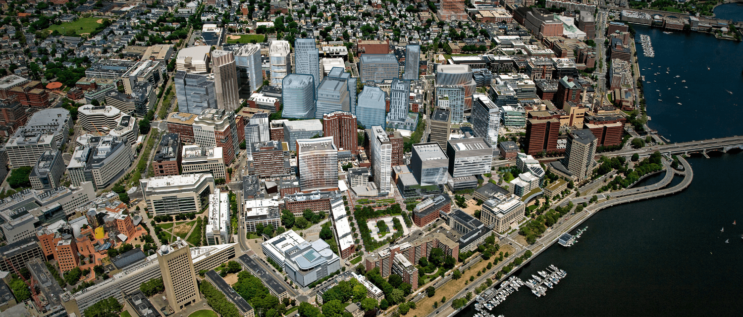 aerial view of MIT neighborhood